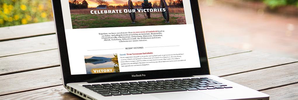 image of the American Battlefield Trust website on a laptop screen