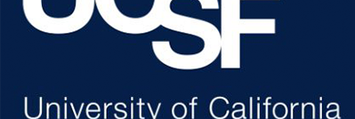 white text on a navy blue background that reads UCSF University of California San Francisco