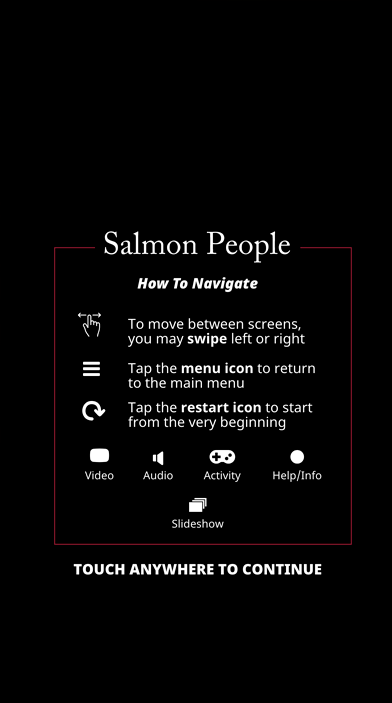 Salmon People How to Navigate screen