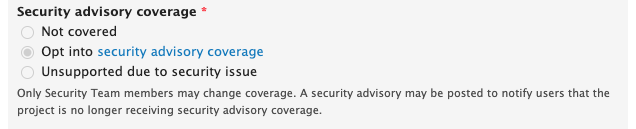 Security advisory coverage with the opt into security advisory radio button selected