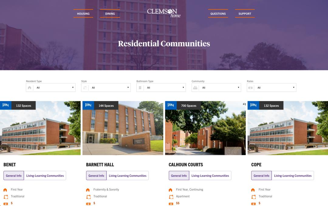 Screenshot Clemson Home Residential Communities