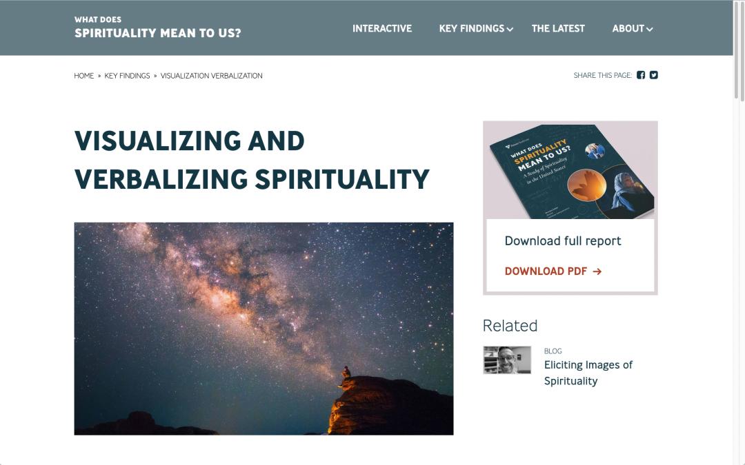 Screenshot. Visualizing and Verbalizing Spirituality landing page.