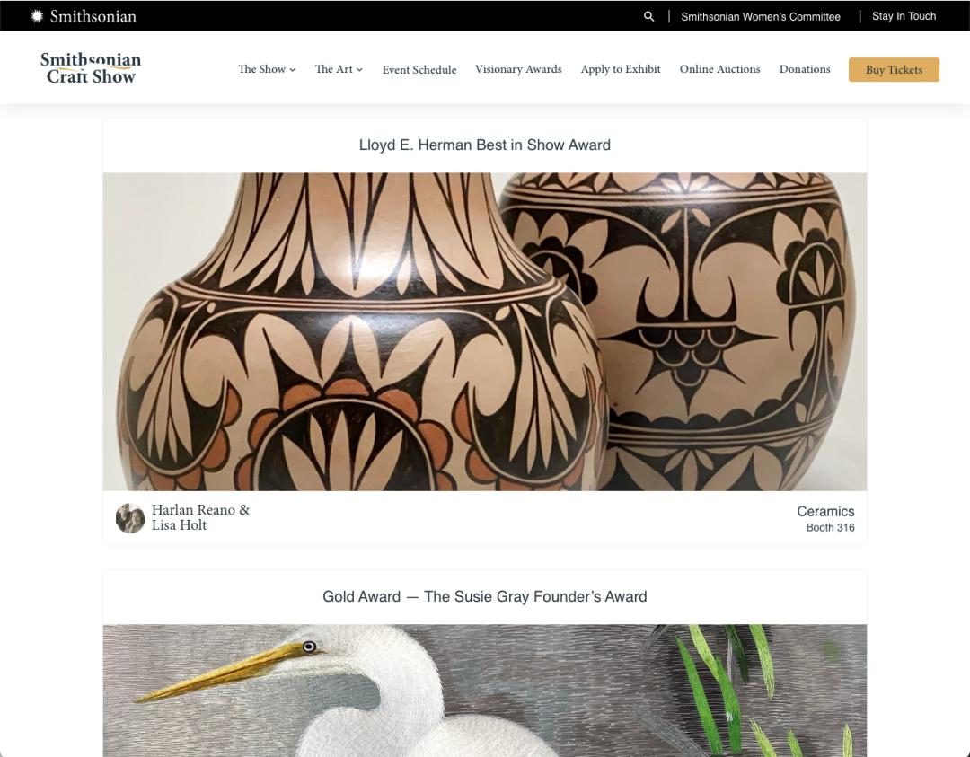Smithsonian Craft Show design page showing Best in Show Award